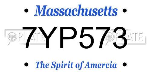 7YP573 Massachusetts License Plate