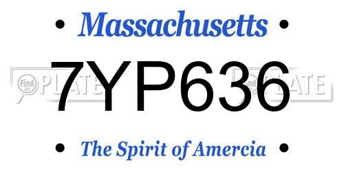 7YP636 Massachusetts License Plate