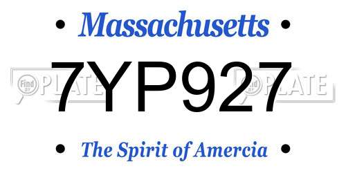 7YP927 Massachusetts License Plate