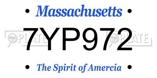 7YP972 Massachusetts License Plate
