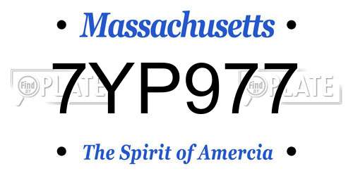 7YP977 Massachusetts License Plate
