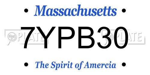 7YPB30 Massachusetts License Plate
