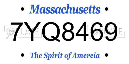 7YQ8469 Massachusetts License Plate
