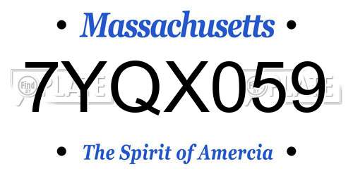 7YQX059 Massachusetts License Plate