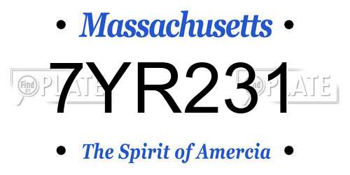7YR231 Massachusetts License Plate