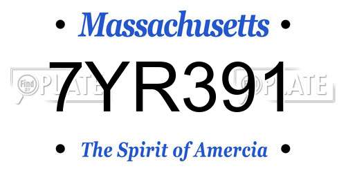 7YR391 Massachusetts License Plate