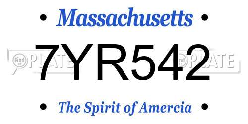 7YR542 Massachusetts License Plate