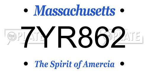 7YR862 Massachusetts License Plate