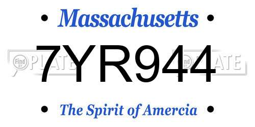 7YR944 Massachusetts License Plate