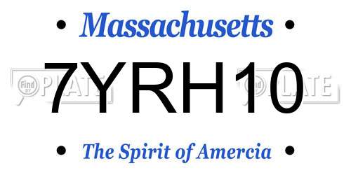 7YRH10 Massachusetts License Plate