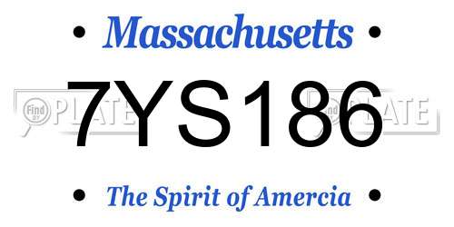 7YS186 Massachusetts License Plate