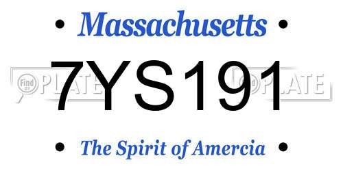 7YS191 Massachusetts License Plate