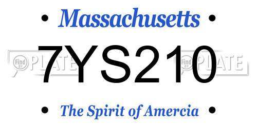 7YS210 Massachusetts License Plate