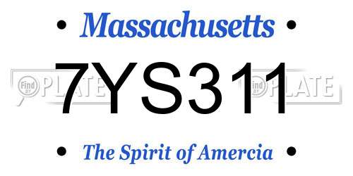 7YS311 Massachusetts License Plate