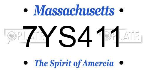 7YS411 Massachusetts License Plate