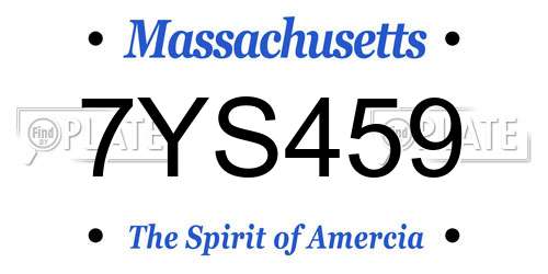 7YS459 Massachusetts License Plate