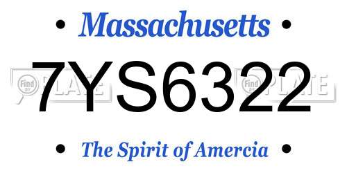 7YS6322 Massachusetts License Plate