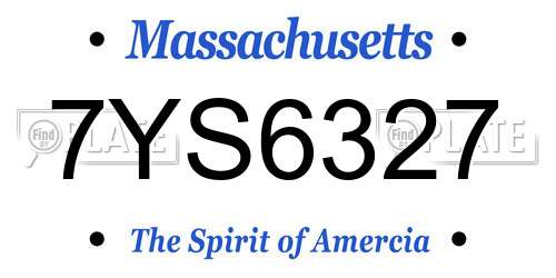 7YS6327 Massachusetts License Plate