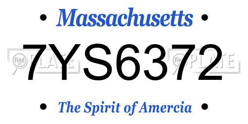 7YS6372 Massachusetts License Plate