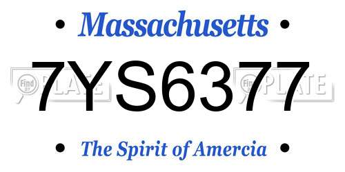 7YS6377 Massachusetts License Plate