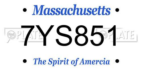 7YS851 Massachusetts License Plate