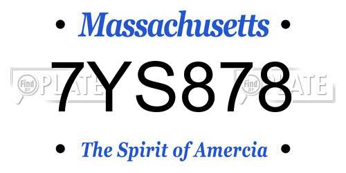 7YS878 Massachusetts License Plate