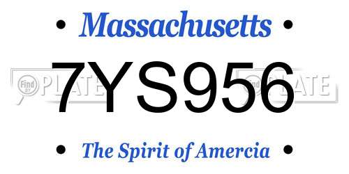 7YS956 Massachusetts License Plate