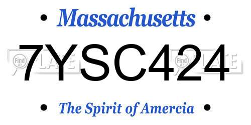 7YSC424 Massachusetts License Plate