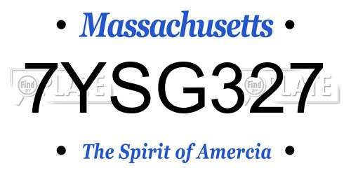 7YSG327 Massachusetts License Plate