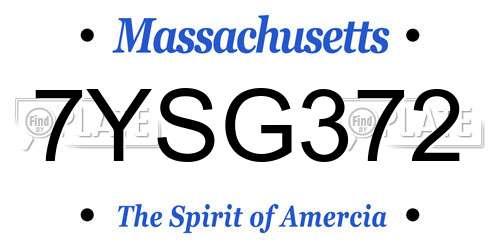7YSG372 Massachusetts License Plate