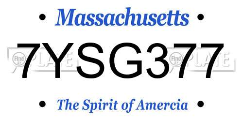 7YSG377 Massachusetts License Plate