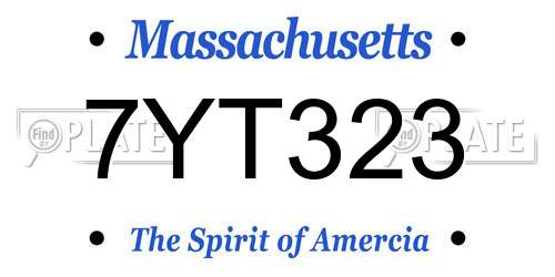 7YT323 Massachusetts License Plate