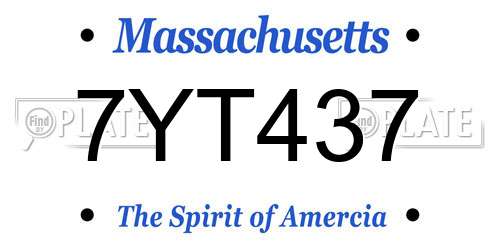 7YT437 Massachusetts License Plate