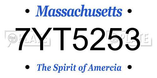 7YT5253 Massachusetts License Plate