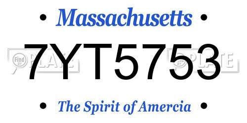 7YT5753 Massachusetts License Plate