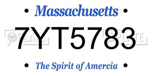 7YT5783 Massachusetts License Plate