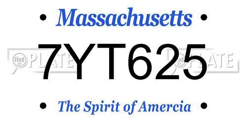 7YT625 Massachusetts License Plate