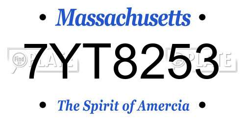 7YT8253 Massachusetts License Plate