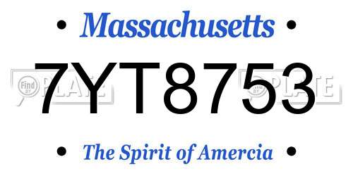 7YT8753 Massachusetts License Plate