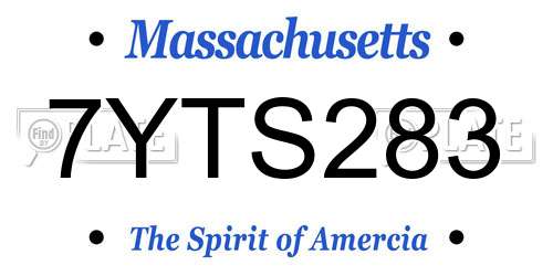 7YTS283 Massachusetts License Plate