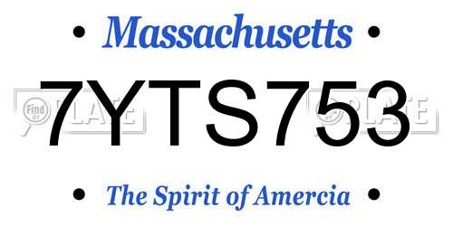 7YTS753 Massachusetts License Plate