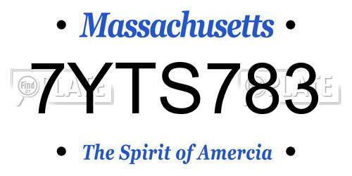 7YTS783 Massachusetts License Plate