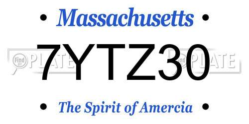 7YTZ30 Massachusetts License Plate