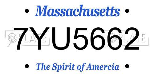 7YU5662 Massachusetts License Plate