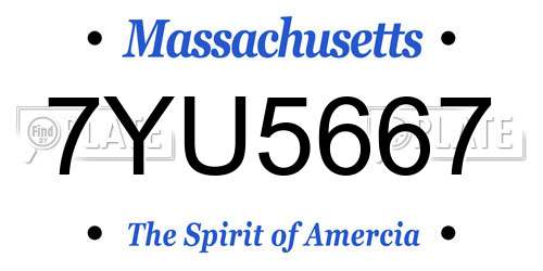 7YU5667 Massachusetts License Plate