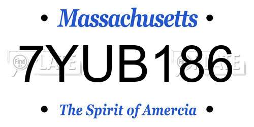 7YUB186 Massachusetts License Plate
