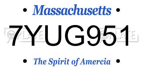 7YUG951 Massachusetts License Plate