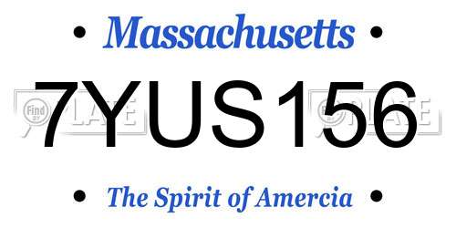7YUS156 Massachusetts License Plate