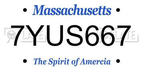 7YUS667 Massachusetts License Plate