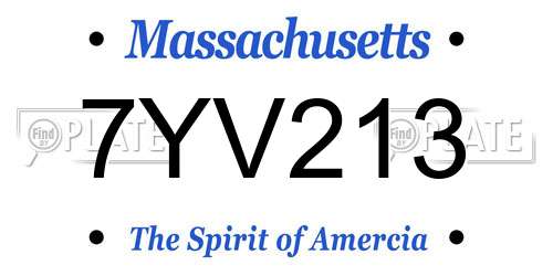 7YV213 Massachusetts License Plate